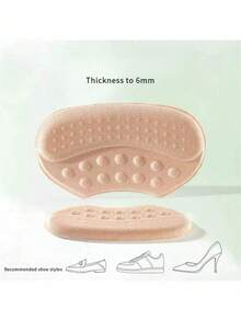 2pcs Self-Adhesive Heel Pads In Beige, Black And Brown - Hypoallergenic Polyester Fiber Anti-Slip And Blister Inserts For Oversized Shoes - Multicolor - View 12