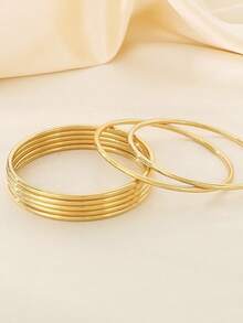 18K Gold Plated Stainless Steel Women's Bracelet, Fashion Luxury Minimalist Basic Bracelet, Waterproof Jewelry - Gold - View 6