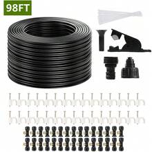 Misting Cooling System 98FT (30M) Misting Line + 30 Brass Mist Nozzles Garden - Black - View 10