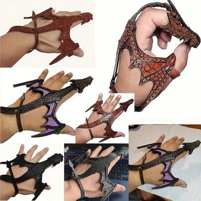 1 时尚可调节龙袖手镯复古仿皮龙形腕带角色扮演时尚配饰礼物男女精美圣诞礼物生日礼物创意男士手镯，热销仿皮龙手套礼物，编织复古手镯腕带，可调节手龙手套男士，情人节，狂欢节