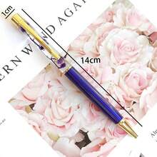 1 支干花圆珠笔 - 金属扭转笔，中号笔尖，圆形笔身，蓝色墨水，适合 14 岁以上学生和办公室使用 - 黑色 - 查看 3