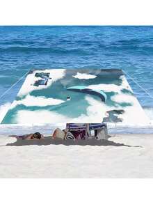 1 件海洋生物设计遮阳篷,轻松打造舒适休闲区,卡通海洋风格,100% 涤纶,矩形,防水,防紫外线,适用于户外花园、露台、海滩、夏季,附赠尼龙绳 - 彩色 - 查看 49