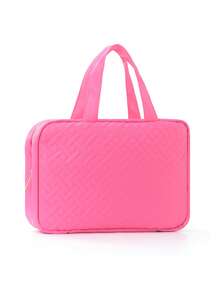 Large Hanging Cosmetic Bag, Women's Travel Toiletry Bag, Handheld Bag For Students Dorm Supplies - Hot Pink - View 4