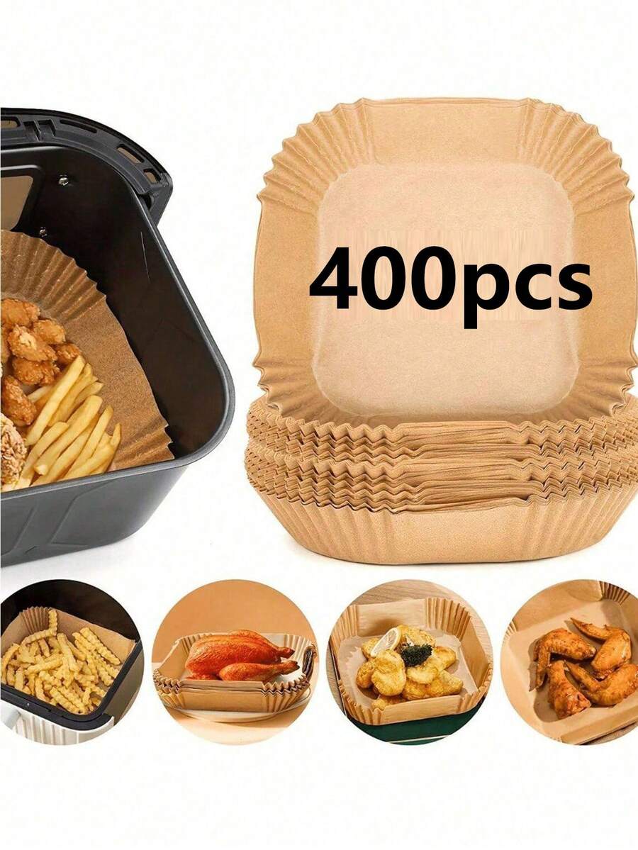25/50/100/200 miếng lót nồi chiên không dầu vuông dùng một lần, miếng lót nồi chiên không dầu bằng giấy, bát giấy đựng thức ăn, khay nướng, phụ kiện lò nướng, dụng cụ nướng, đồ dùng nhà bếp, phụ kiện nhà bếp