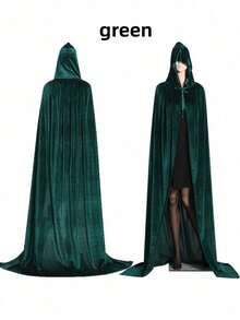 1 件万圣节/圣诞节角色扮演斗篷，巫师/女巫/王子/公主连帽斗篷 - 彩色 - 查看 13