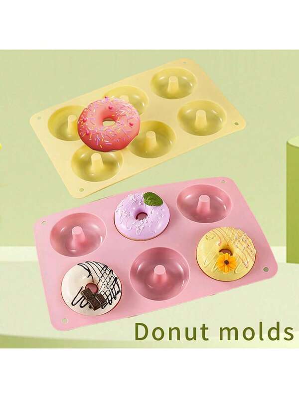 1 Pc 6 Cavity Silicone Donut Molds, Silicone Donut Baking Pans Nonstick ,Homemade Cake Biscuit Baking Silicone Mold