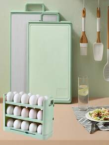 6 Packs 3-Tier Foldable Plastic Egg Holder, Non-Slip, Refrigerator Organizer For Eggs, Cabinet Egg Dispenser, White Egg Storage Holder - With Counter, Holds 30 Eggs, Tilting Design, Kitchen Organizer, Space-Saving Refrigerator Storage Area On The Side Door For Kitchen Organization - Ideal For Kitchen, Refrigerator, Cabinet, Egg Storage, Home Decor, Party & Christmas Storage - Multicolor - View 6