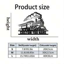 1PC Custom Train Metal Sign, Personalized Steam Locomotive Design Wall Art For Nursery Decor, Railroad Enthusiast Gift, Metal Hanging Plaque With Smoke Detailing, 2D Flat, Perfect For Kids Boys Girls Children's Room Classroom Decor,For School Supplies,Back To School - Black - View 6