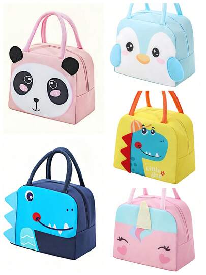 1 Stück Damen Lunch Tasche, Oxford Tuch isolierte Lunch Tragetasche, essentiell für Rückkehr zur Schule, 3D Cartoon Muster, geeignet für Uni, Arbeit, Picknick, Outdoor