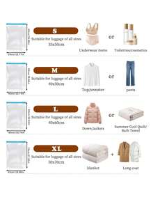 8/5/3/1 Stück zusammenrollbare Kompressionstransporttasche für Reisegepäck. Faltbare Aufbewahrungstaschen in extragroß, groß, mittel, klein für Kleidung, Hosen, Decken, Pullover, Handtücher, Mäntel, mottensicher, feuchtigkeitsbeständig, staubdicht, geeignet für Kleiderschrank, Schlafzimmer, Reisen, Saisonkleidung, Schulanfang, Multifunktional - Verschiedenfarbig - Übersicht 11