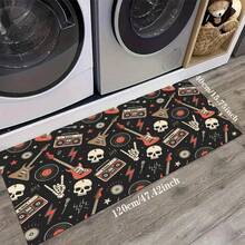 1 buc. Covoraș cu design de craniu, moale și durabil, covoraș antiderapant din poliester, potrivit pentru sufragerie, dormitor, cameră de jocuri și baie, Halloween