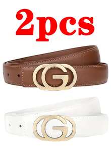 2 件字母女士腰带，适合休闲和商务风格，字母扣设计，无纺布编织，大尺寸，适合日常通勤、聚会、婚礼、海滩和大学使用 - 黑色秋季、秋季、万圣节 - 彩色 - 查看 16