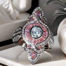 Sparkling Luxury . Creative Pink  Channel Set Rings - Couple Promise Rings For Wedding, Engagement & Eternity - Anniversary, Birthstone Gifts For Men & Women On Romantic Holidays - Hồng - Xem 9