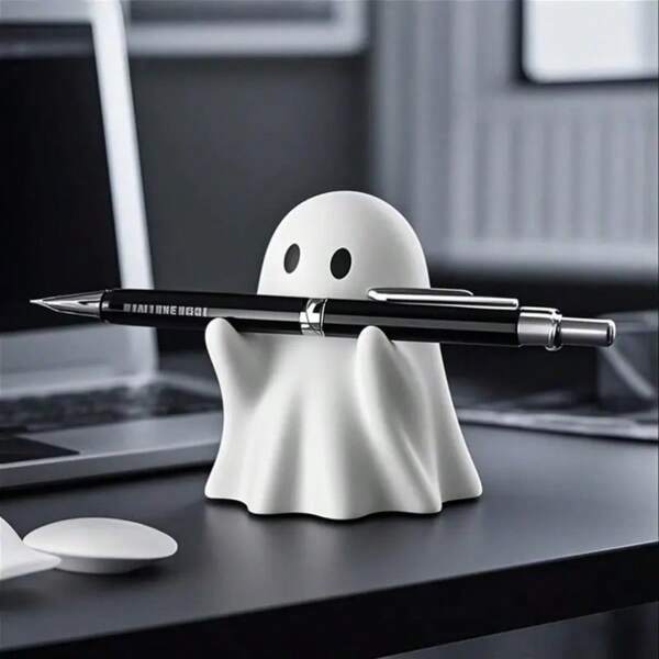 1 pezzo Portapenne fantasma, decorazioni da scrivania per casa e ufficio, piccoli oggetti ornamentali carini in resina, regali di Ognissanti, regali creativi, forniture scolastiche, per il rientro a scuola