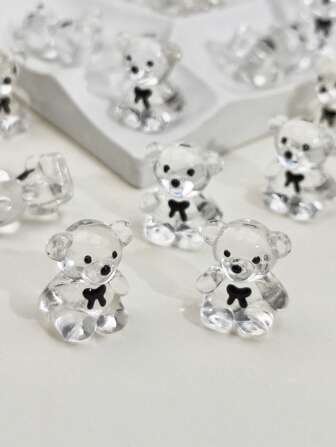 10 pièces/20 pièces Perles d'ours mignons et doux transparents, perles d'ours en nœud papillon, pour la fabrication de bijoux DIY et la décoration de perles, convient pour les boucles d'oreilles, les colliers, les chaînes de téléphone, les porte-clés