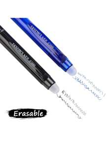 1 Stück 0,5mm professionelles löschbares Kugelschreiber-Set mit großer Kapazität - 2 schwarz-blaue radierbare Stifte + 10 Nachfüllpatronen + 1 Radiergummi - waschbarer Löschbarer Zauberstift, geeignet für Büro, Schreibwaren, Schulanfang