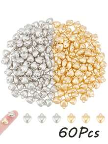 60pcs Puffy Heart Charm Tiny Love Pendant CCB Plastic Pendants 1.6mm Small Hole Heart Charms Golden Dangle Pendants For Valentine Gifts DIY Jewelry Making Kit Necklace Bracelet - Love Pendant - View 11