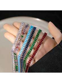 Brazalete de circonita de colores - Joyería elegante y brillante | Brazalete de joyería diaria | Regalo de otoño | Brazalete de mujer | Regalo de joyería para mujer/Regalo de cumpleaños/Joyería de San Valentín/Regalo de Navidad | Suministros para fiestas/Recuerdos/Regalo de graduación