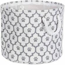 Bone Dry - Contenedor de almacenamiento de juguetes y accesorios para mascotas DII, cesta organizadora plegable para decoración del hogar, juguetes para mascotas, mantas, correas y comida, Paw Gris, rectangular Chico - Gris - View 12
