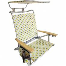FENGSEN Reclining Beach Chair With 5 Positions And Awning – Aluminum Folding Chair With Wooden Armrests, Cup Holders, And Storage Bag, Ideal For Beach, Camping, And Garden - Kem Dứa Nhiệt Đới - Xem 1