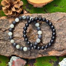 2Pcs 8mm Matte Agate Grey Moonstone Naturalistic Stone Beaded Bracelet | Men Women Daily Wear Blessing Gift