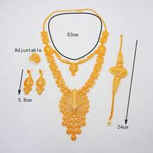 Dubai Gold Jewelry Set, African Bride Wedding Jewelry Set, Nigeria Necklace Bracelet Earrings Ring Jewelry - BJ1059 - View 3