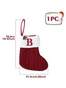 1pc Christmas Knit Monogram Stockings, Small Xmas English Letters Hanging Stockings Socks, Fireplace Decor, Hanging Decor, Christmas Stocking Fillers, Christmas Party Decorations, Party Favors Party Supplies, Christmas Tree Decorations, Christmas Decorations Home, Christmas Decor, Home Decor Room Decor, Christmas Baubles, Christmas Gifts Package, Xmas Decor, 2026 New Year Decor Winter