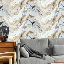 2 Rolls Glossy Marble Effect Self-Adhesive Wallpaper, Full-Coverage Decorative Wall Stickers, Home Renovation Foam Wallpaper, Suitable For Living Rooms, Bathrooms, Kitchens And Dormitories. 40cm*3m / 15.75 Inches*118.11 Inches. - Multicolor - View 6