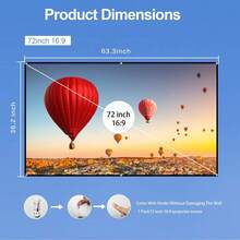 Màn hình máy chiếu 80" 72" 100", Màn hình chiếu gấp di động 16:9 4K 3D Màn hình chiếu phim trong nhà/ngoài trời có túi đựng, thích hợp cho rạp hát tại nhà, cắm trại và hoạt động giải trí - Nhiều màu - Xem 9
