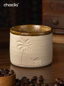 choxila 1 件高审美粗糙陶瓷咖啡杯 - 骆驼和椰子树设计，浓缩咖啡杯，茶杯，马克杯，咖啡杯，适合家庭聚会、客厅、卧室、办公室、露营（120/250/310 毫升） - 咖啡杯 - 查看 3