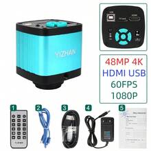 4K 48MP Video Microscope  USB Industrial Microscope Camera 1-130X/150X/180X Zoom C Lens For Soldering Repair Image Collectio - Máy ảnh 48MP - Xem 5