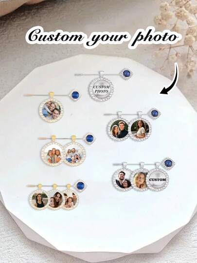 1 pieza Foto personalizada para el ramo de boda, Foto personalizada para el ramo de boda, Regalos para ella, Personalización de broche con foto, Regalo del día de la boda para la novia, Regalo de graduación, Personalización de broche con foto, Broche con foto personalizada