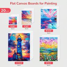 1 tấm vải bố căng sẵn, màu trắng trơn, thích hợp cho vẽ tranh sơn dầu, acrylic, màu nước và các hoạt động thủ công. - Nhiều màu - Xem 5