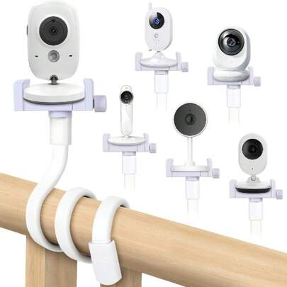 1pc Silicone Flexible Camera Stand, Can Be Fixed On Baby Crib, Suitable For Baby Monitor; 360° Rotatable Coil Base Phone Holder With Camera Mount; Universal Bedside Bracket For Smartphones, Home Security Cameras And Baby Monitors