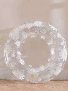 1pc Inflatable Daisy Flower Swimming Ring, Water Play, Beach Essentials, Beach Accessories, Pool Float