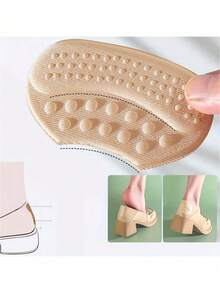 2pcs Self-Adhesive Heel Pads In Beige, Black And Brown - Hypoallergenic Polyester Fiber Anti-Slip And Blister Inserts For Oversized Shoes - Multicolor - View 9