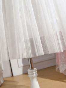 Kids Girl Floral Lace Mesh Long Sleeve Tulle Tutu Princess Dress Wedding Party Evening Formal Pegeant Dance Gown - 白色 - 查看 6