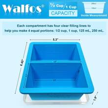 Extra-Large Silicone Freezing Tray With Lid,  1-Cup Freezer Tray For Soup, Silicone Soup Freezer Container For Storing And Freezing Soup, Broth, Sauce And Ice, 2 Pack,8205518