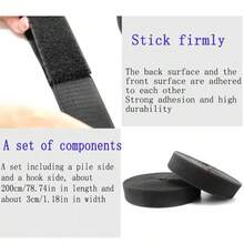 200cm Long 3cm Wide Black Hook-And-Loop, Self-Adhesive Hook And Loop Fastener For Clothing, Shoes, Sofa, Self-Sticking - Black - View 4