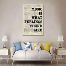 1 Stück, bedruckter Musikzitat-Leinwanddruck - Rahmenlos für Wand-Kunst in Wohnzimmer, Schlafzimmer, Restaurant, Badezimmer, Büro und mehr - zeitgenössische Heimdekoration Geschenk - "Musik ist der Klang des Gefühls"