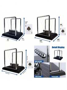 5 件金属球牛顿摆，物理游戏，拼图，办公桌装饰，银色