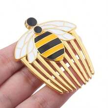 1 Stück universelles Schmuckzubehör, Cartoon, süße Bienen Haarkamm, Haarspange, Metall Emaille Abzeichen, süßer Mädchen zweidimensionaler Haarschmuck Brosche, Schmucknadel, Cosplay Kostüm Dekoration, Valentinstag Paar Geschenk