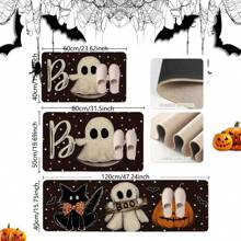 1pc Halloween Ghost Printed Rubber Backed Linen Area Rug, Kitchen Mat, Bathroom Mat, Multi-Use Floor Mat, Kitchen Decor, Wedding Decor, Party Decor, Home Decor, Dining Room Decor - Printing - View 13