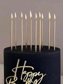 6/18pcs Happy Birthday Cake Pencil Candle ,Spiral Candle Birthday Baking Cake Decoration Straight Pencil Candle Dessert Table Decoration Plug-In