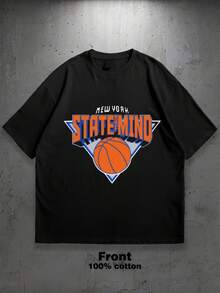 Camiseta impresa para hombres Diseño de baloncesto del estado de New York para uso diario 100% algodón Unisex Nueva llegada Idea de regalo perfecta Moda urbana de  Camiseta cómoda de alta calidad - Negro - Ver 3