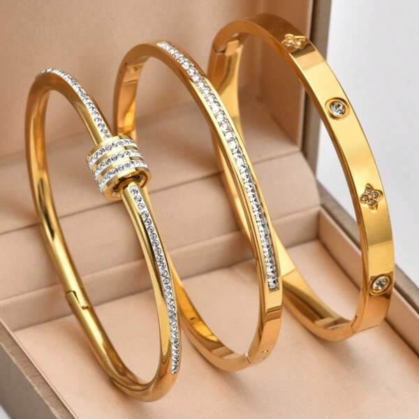 Exquisite And Fashionable Stainless Steel Temperament Bracelet Set Classic Match Perfect Match For Casual Attire And Party