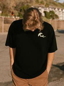 Men's Casual Ocean Fish Graphic Print Round Neck Short Sleeve T-Shirt, Summer - Black - View 5