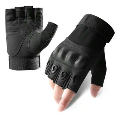 1 Pair Half Finger Shell Motorcycle Outdoor Cycling Gloves