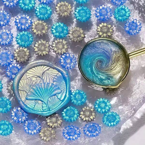 100 Pcs/Bag New Arrivals Aurora Wax Seal Beads, Sunflower Shape Mixed Color Sealed Wax Beads, 35 Colors,Used For Wedding Invitations/Envelope Sealing/DIY Gift Packaging/Christmas Gifts/Book Labels