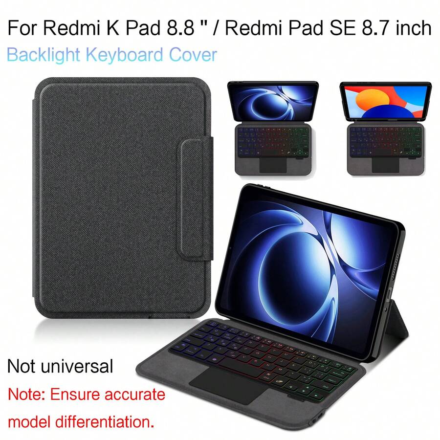 1 件黑魔法键盘保护套适用于 Redmi K Pad 8.8 英寸 2025 游戏平板电脑适用于 Redmi Pad Se 8.7 英寸 2024 背光键盘保护套 - 黑色 - 查看 1